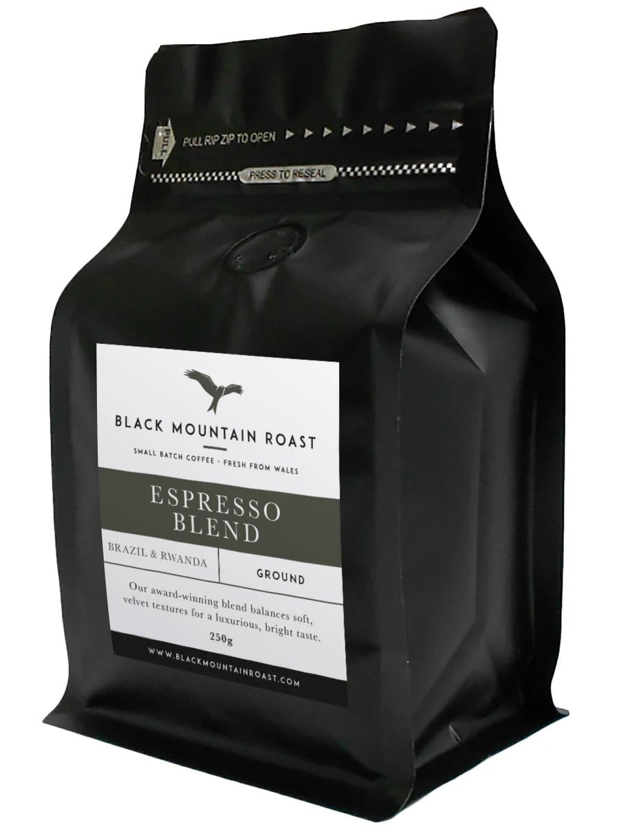 Black Mountain Roast Espresso Blend – Brazilian and Rwandan Ground Coffee - Secrets of Wales - A Welsh Secret - Black Mountain Roast - 