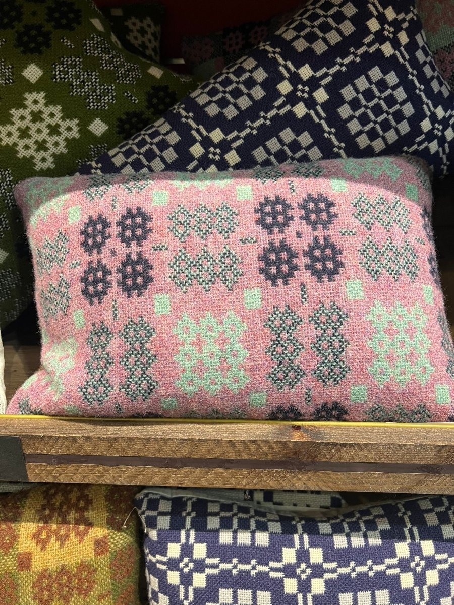 Blue & Pink 12x18 - Pink - A Welsh Secret - Welsh Tweed - Cushion - 