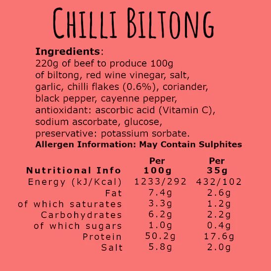 Chilli Biltong – Spicy Welsh Beef Snack, High Protein - A Welsh Secret - A Welsh Secret - From Our Farm - 