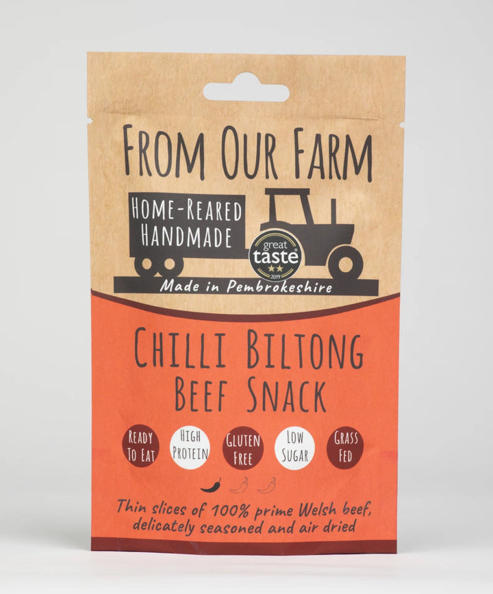 Chilli Biltong – Spicy Welsh Beef Snack, High Protein - A Welsh Secret - A Welsh Secret - From Our Farm - 