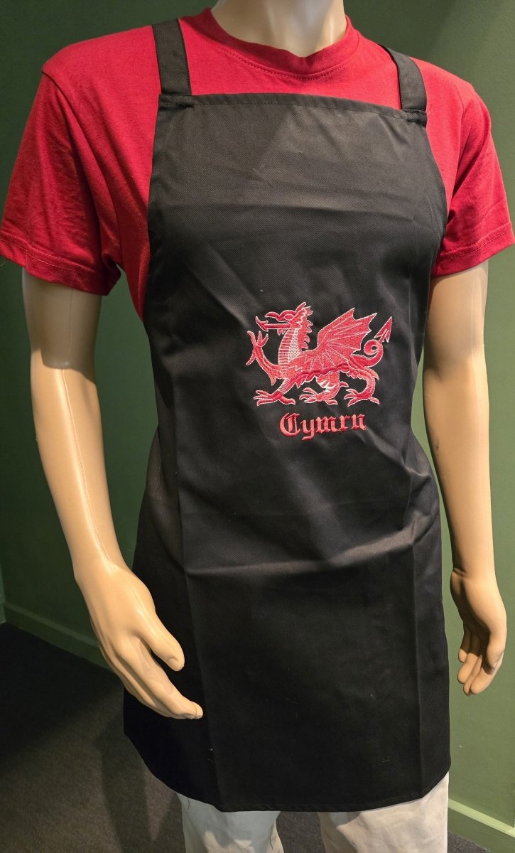 Cymru embroidered apron - black - A Welsh Secret - A Welsh Secret - Aprons - 