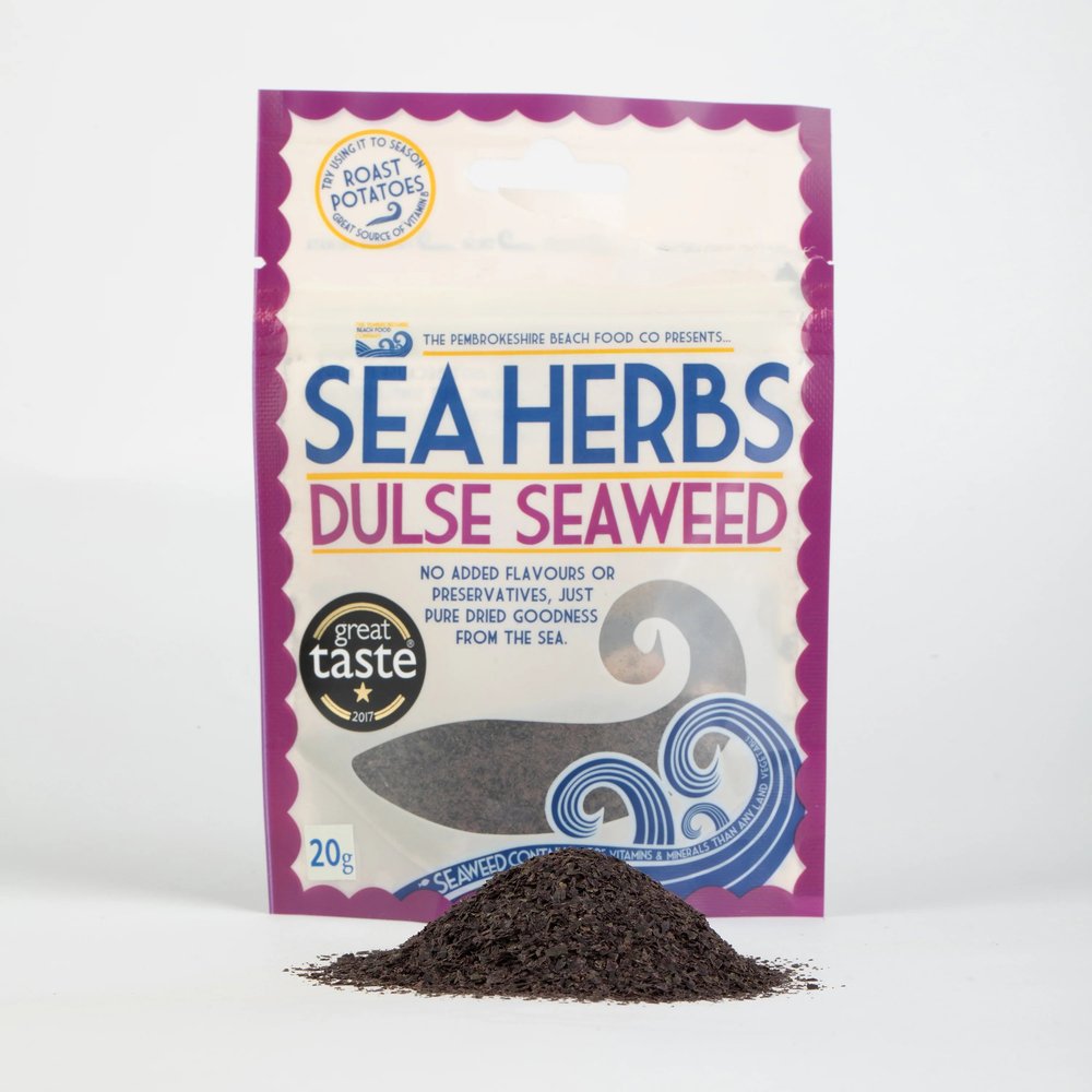 Dried Dulse Seaweed Pouch - Sea Herbs - Secrets of Wales - A Welsh Secret - Pembrokeshire Beach Food. - 