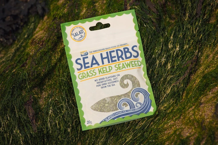 Dried Grass Kelp Seaweed Pouch - Sea Herbs - Secrets of Wales - Secrets of Wales - Pembrokeshire Beach Food. - 