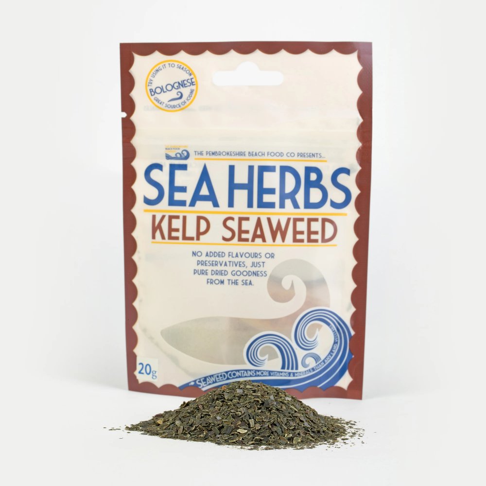 Dried Sugar Kelp Seaweed Pouch - Sea Herbs - Secrets of Wales - Secrets of Wales - Pembrokeshire Beach Food. - 