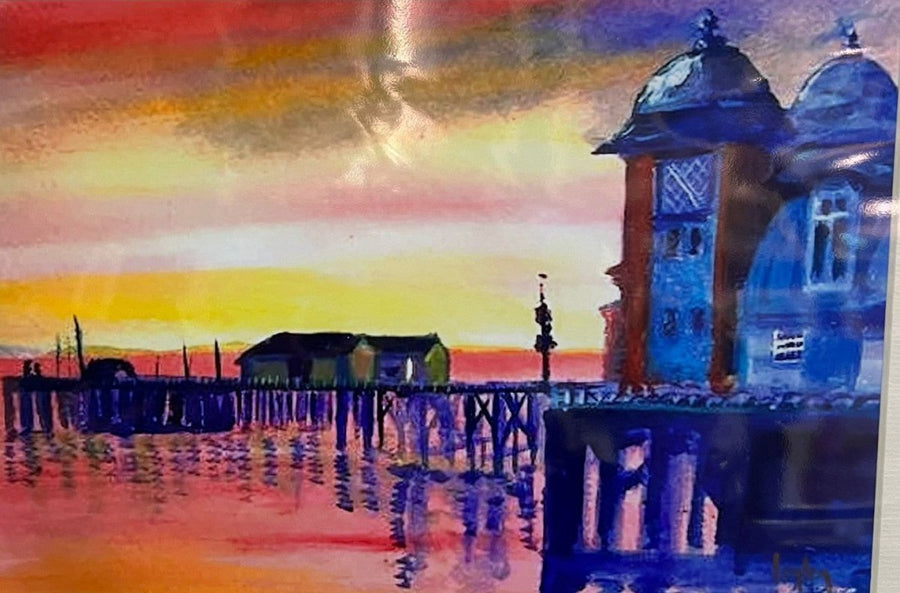 Penarth Pier Sunset - 10x8 - A Welsh Secret - Christopher Langley - A4 Mounted - 