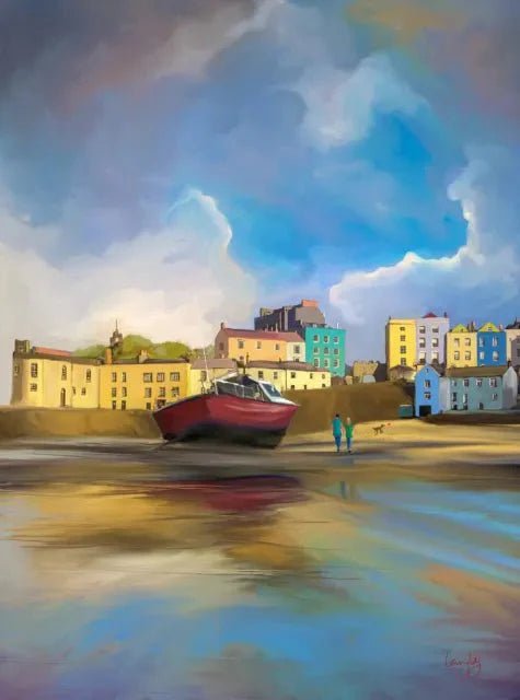 Red Boat of Tenby - A4 Mounted - A Welsh Secret - Christopher Langley - A3 Mounted - 