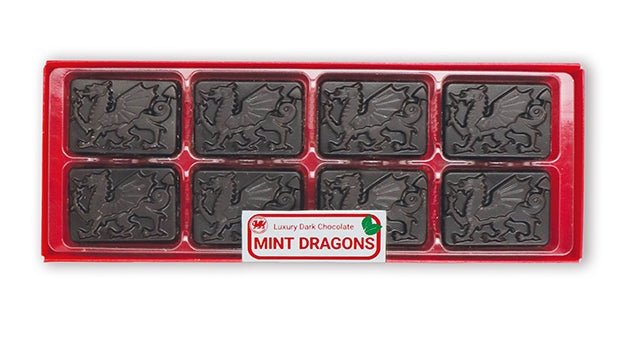 Welsh Dragons in Mint Dark Chocolate - Secrets of Wales - A Welsh Secret - Gwynedd Confec. - 