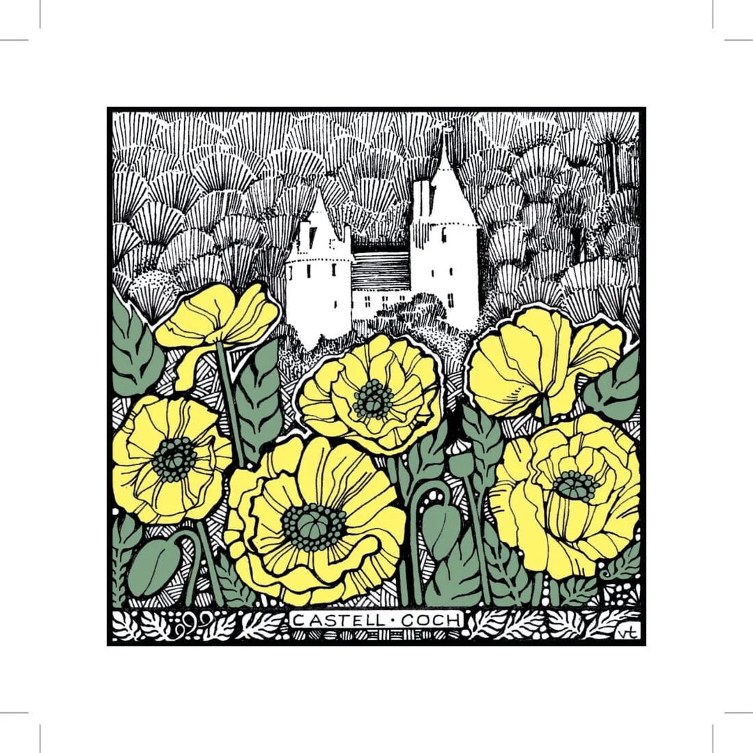 Castell Coch - Yellow Poppy - A Welsh Secret - Alffabet - Post Cards - -